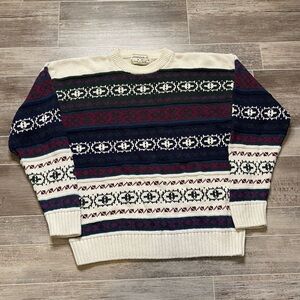 Vintage Woods & Gray Knit Sweater Nordic Ski Multi Color L